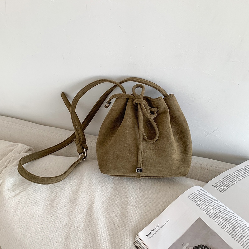 Túi bucket mini Dây Rút Đa Năng Phong Cách retro Cho Nữ