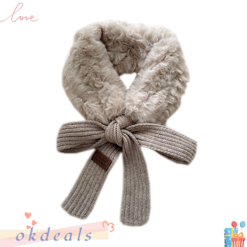 Khăn Choàng Cổ Dệt Kim Phối Lông Thỏ Nhân Tạo Thời Trang Mùa Thu Cho Nữ