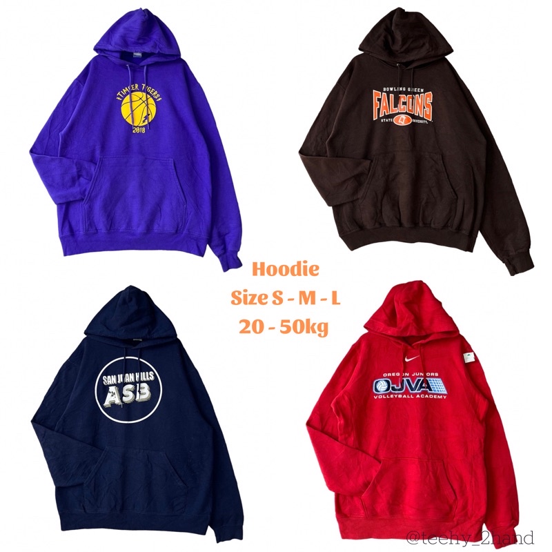 Áo Hoodie secondhand-2hand nhiều size S-M-L (20-50kg mặc được)