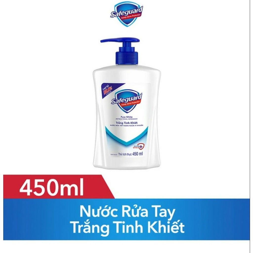 Date 2026- Chai Nước rửa tay Safeguard trắng tinh khiết bảo vệ khỏi vi khuẩn 450ml