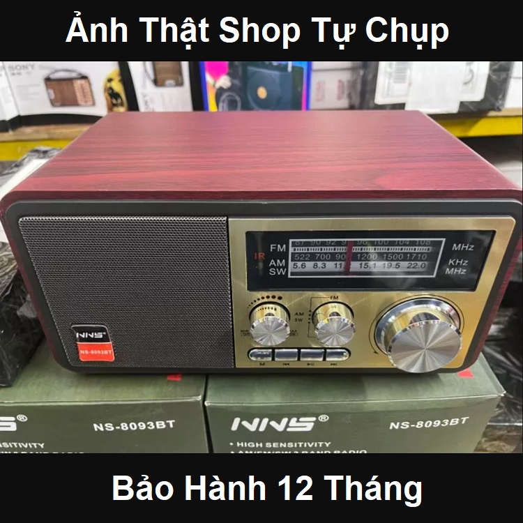 Đài Radio NS-8093BT, Bluetooth Chính Hãng NNS, Bắt Sóng FM, AM, /USB/TF, Cổng Thẻ Nhớ - Loa Dùng Điện 220V Và Pin Sạc