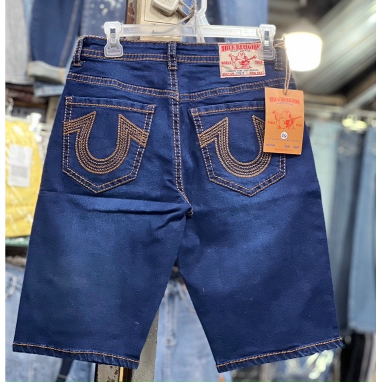 QUẦN JEANS LỮNG SHORT NAM ÔNG ĐỊA CHỈ NỔI MÀU XANH ĐẬM -Nhạt .
