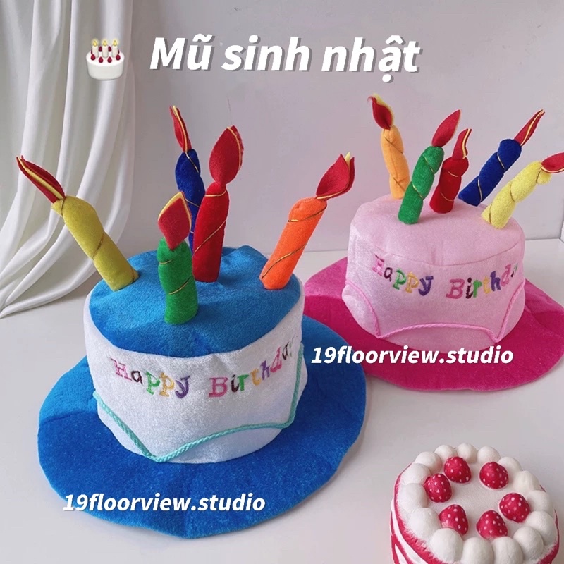 Mũ đội sinh nhật hình bánh kem, trang trí sinh nhật, đội sinh nhật dễ thương