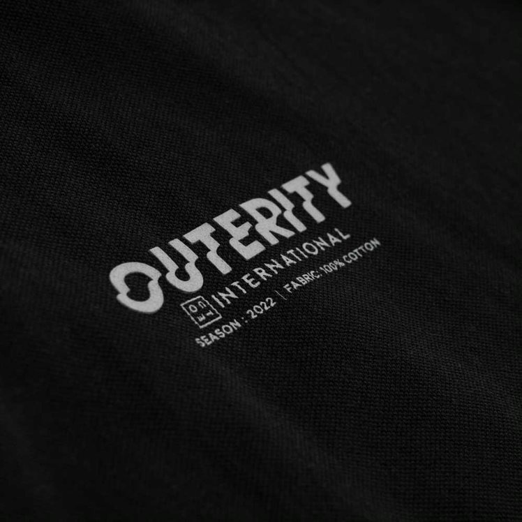Áo polo nam nữ local brand unisex Outerity Cá Sấu Cross - Italics / Màu Trắng&Đen Localbrand Outerity