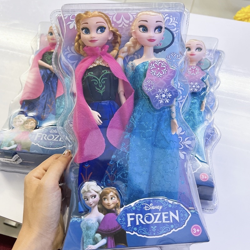Búp bê Elsa 5D Nữ Hoàng Băng Giá  Kèm Gậy Phát Sáng Hàng Đẹp Cỡ To Tóc Mây Tết Tóc