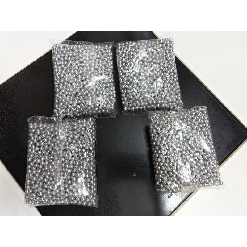 Viên bi nhựa 6mm viên nhựa tròn màu bạc lấp lánh