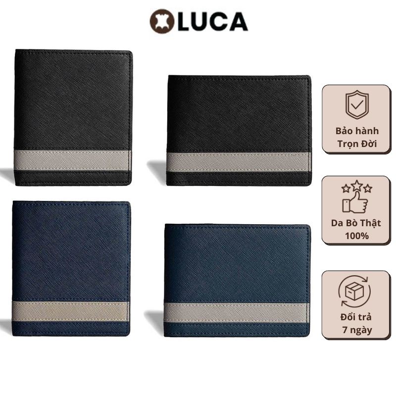 Ví Nam Da Bò Thật LUCA Phối Màu Dập Vân Saffiano Cao Cấp Bảo Hành Trọn Đời V001A2