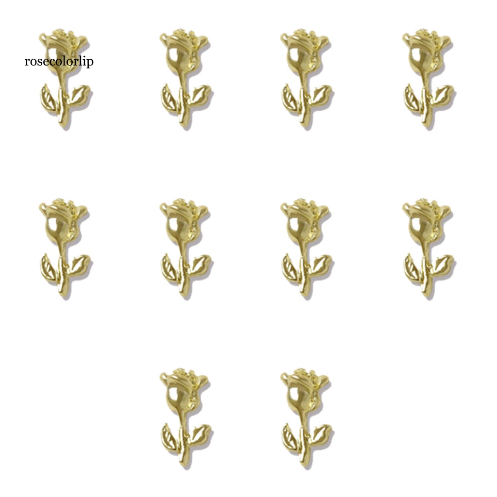 Set 10 Phụ Kiện Trang Trí Móng Tay 3D Hình Hoa Hồng Màu Sắc Tươi Sáng Lâu Trôi