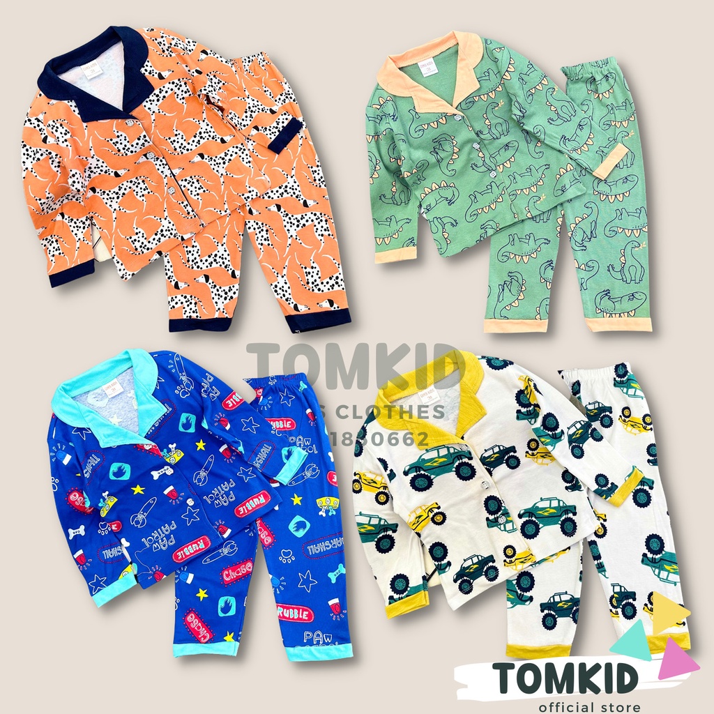 Bộ pijama bé trai đồ ngủ cho bé chất liệu cotton 9-23KG TomKids