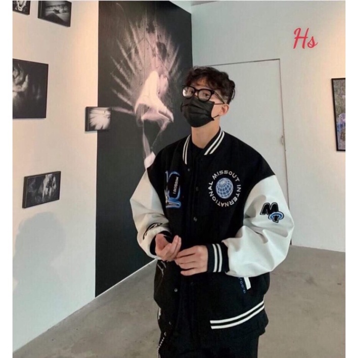 F8 Áo Khoác Nam Nữ, Áo Bomber Chữ M Chất Nỉ Phối Tay Da Siêu Đẹp BiluxOfficial