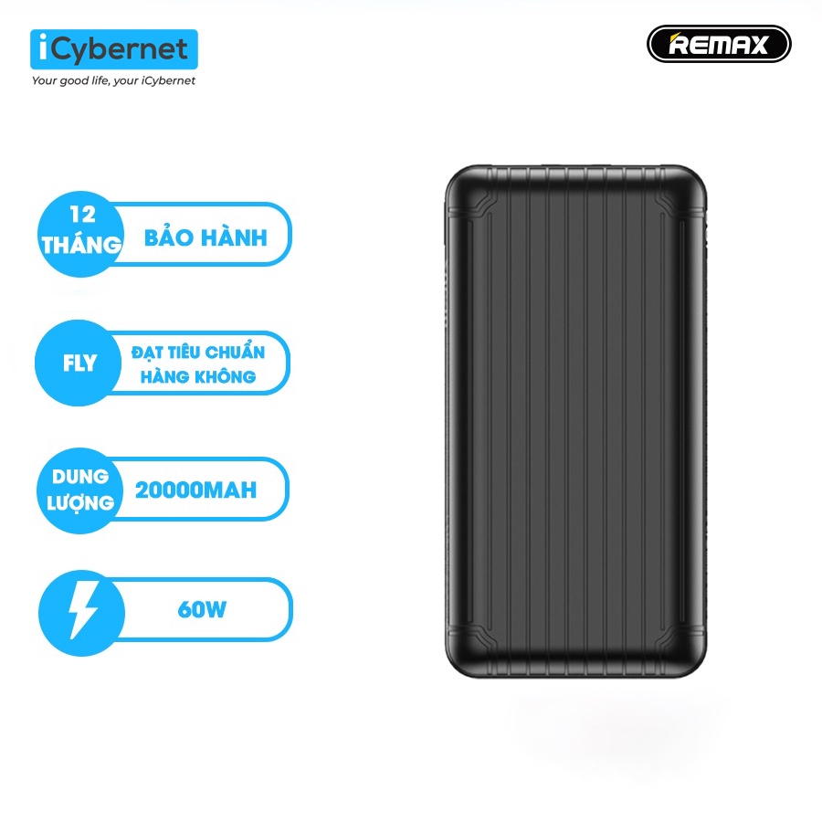 Sạc dự phòng 20000mah sạc nhanh 60W 3 Cổng hàng chính hãng REMAX PDP85 ICYBERNET