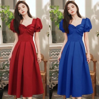 đầm xòe nơ ngực tùng xếp li