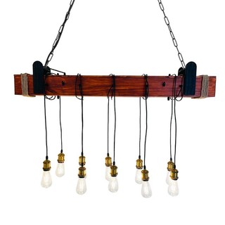 Đèn Thả: Mẫu đèn thả cây gỗ 1m2 10 đui đồng bao bóng