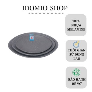 Dĩa Nhựa Oval Nhám Xám Nhiều Size