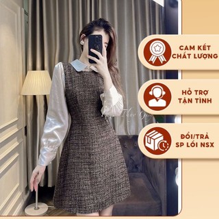 Váy Tweed tay pha lụa 2 màu cao cấp By thuygiayvnxk