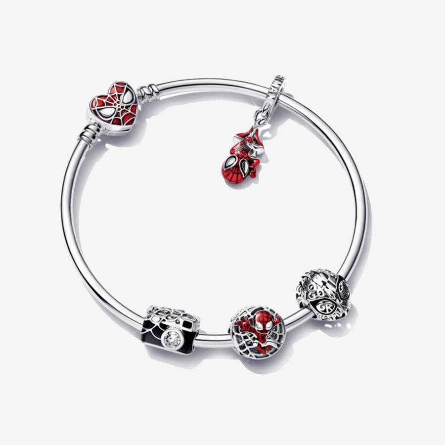 PANDORA Vòng Tay Bạc 925 Mặt Nạ Người Nhện Marvel Độc Đáo