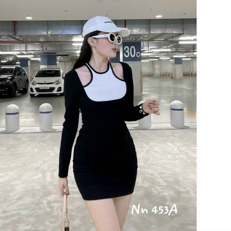 {Có Ảnh Thật } 𝙷𝚘𝚝 𝐁𝐈𝐆 𝐒𝐈𝐙𝐄 Đầm Body Thun Gân Cổ Yếm 𝟔𝟎-𝟗𝟎𝐊𝐆