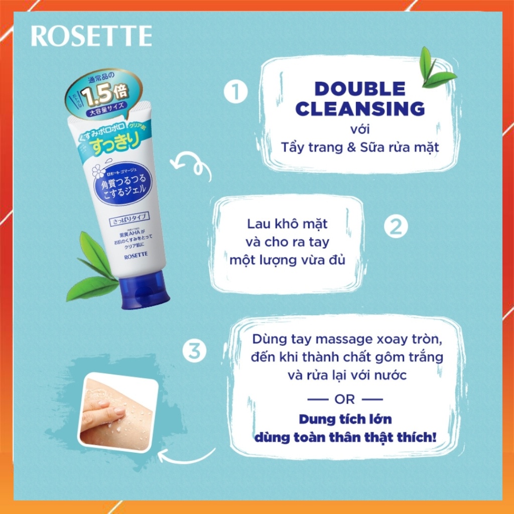 Gel tẩy tế bào chết dành cho da dầu, da mụn, da khô và mọi loại da Rosette peeling gel 120g