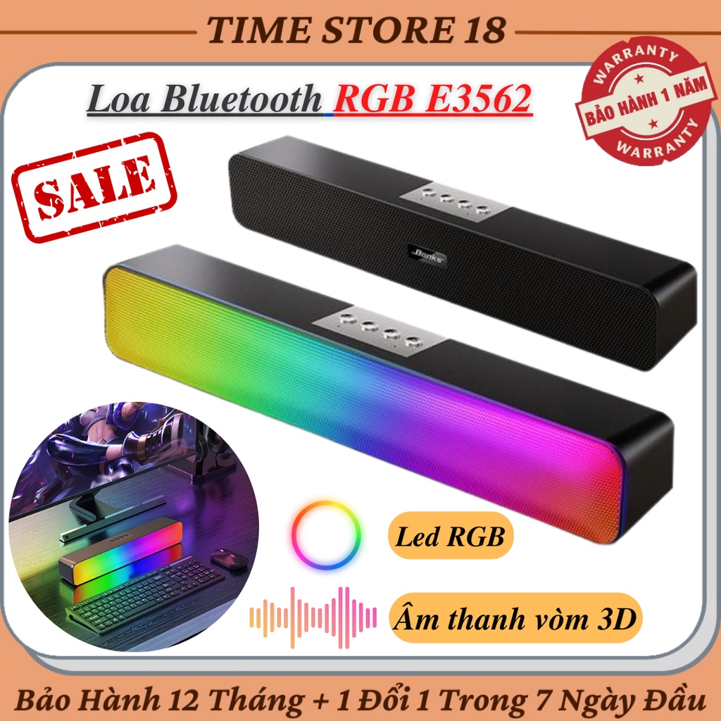 Loa Bluetooth Bass Mạnh SoundBar RGB E3562 Âm Thanh Vòm 3D, Đa Dạng Kết Nối Bảo Hành 12 Tháng Lỗi 1 Đổi 1