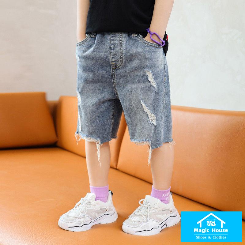 M & H ~  Quần Short Jean Rách Phong Cách Mới 2022 Cho Bé Trai