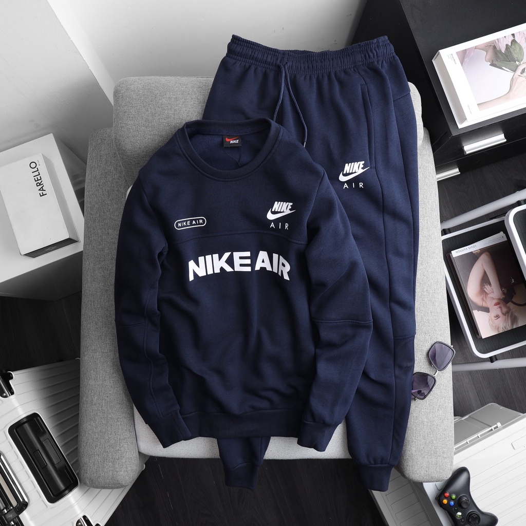 Quần áo Nike Air Tracksuits chất liệu nỉ cotton dày dặn không bai nhão, không xù, logo in lụa siêu bền B54 BLACANIGA