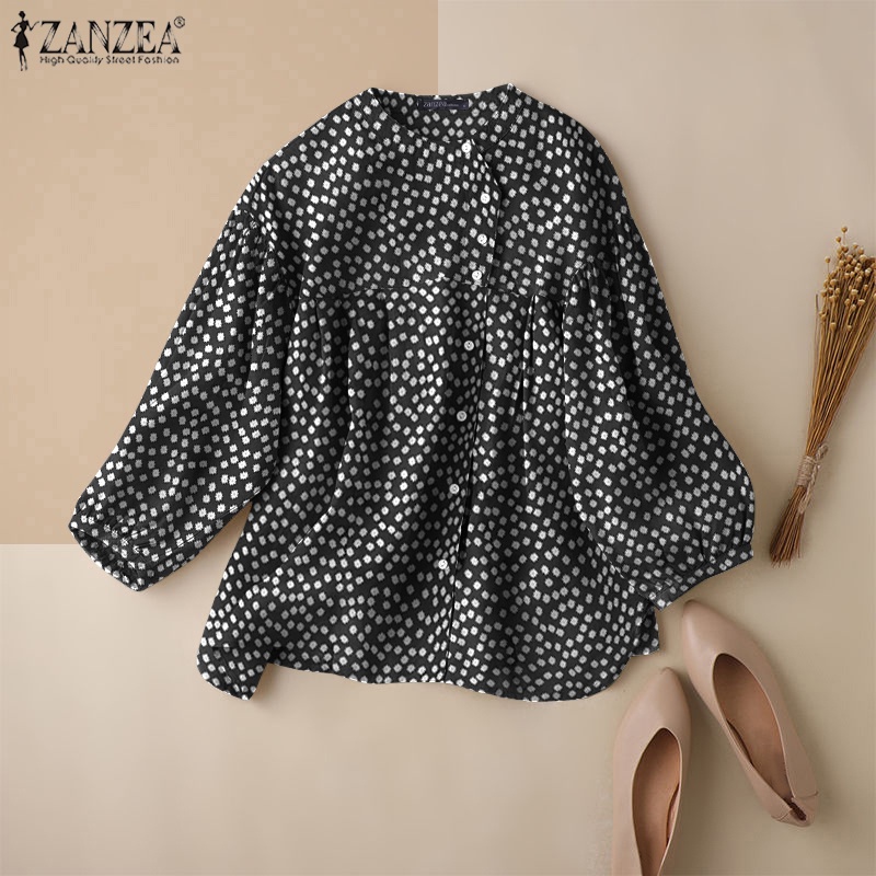 Áo kiểu ZANZEA tay dài cổ tròn in họa tiết hoa thời trang cho nữ