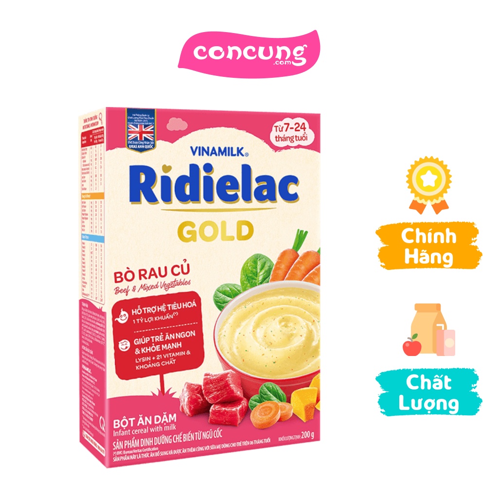 Bột ăn dặm Ridielac Gold Bò rau củ HG 200g