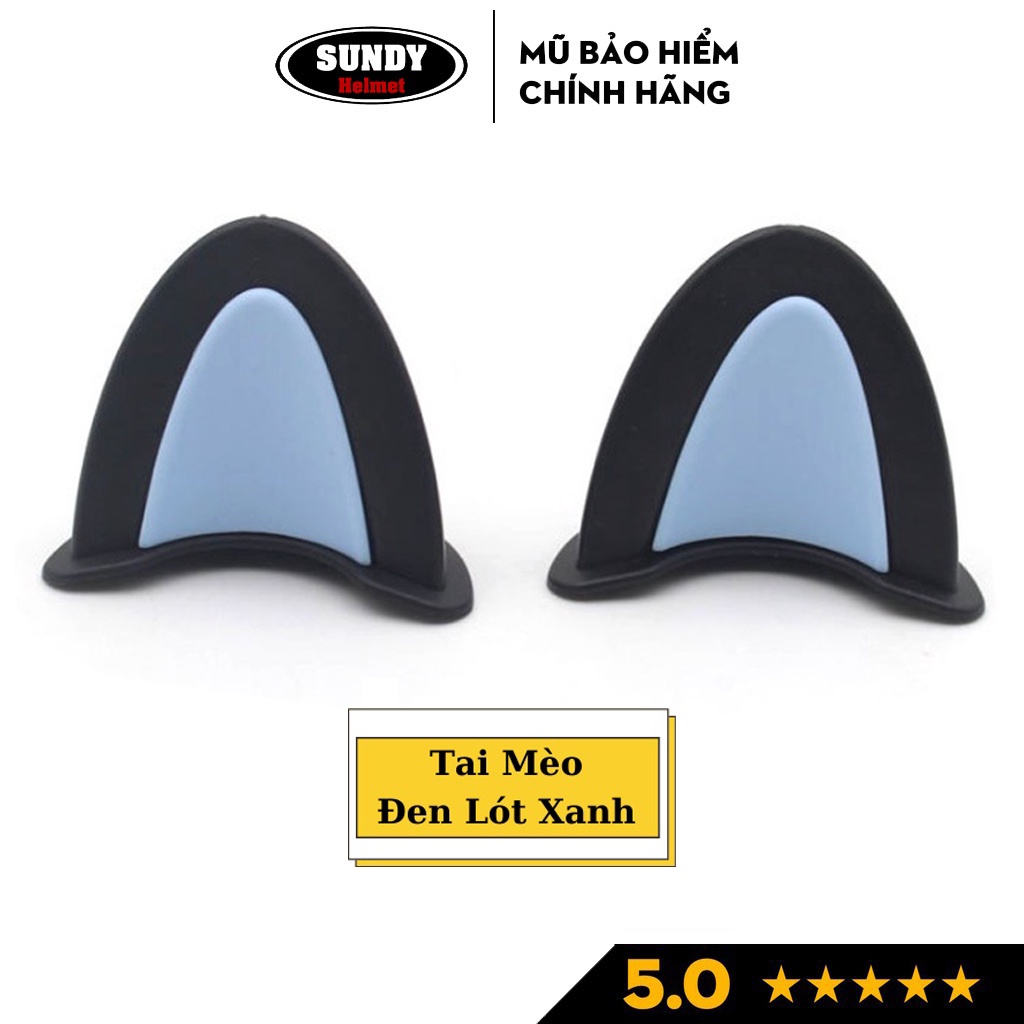 Tai mèo gắn mũ bảo hiểm siêu xinh dễ thương, phiên bản mới phối 2 màu cute, độc lạ