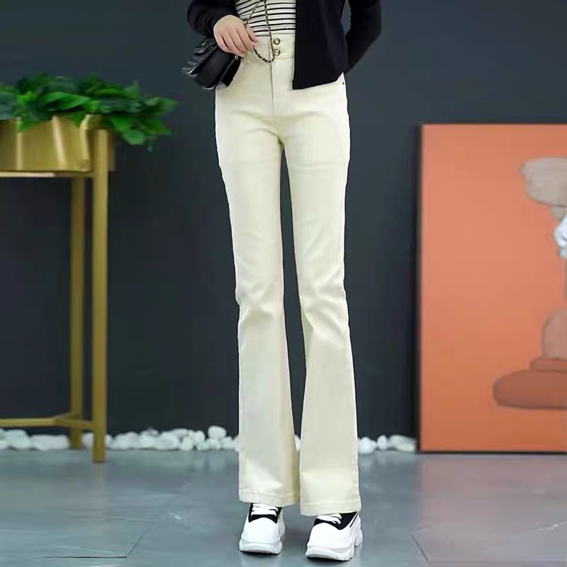 Quần kaki loe chất co giãn lưng siêu cao form ôm dáng 2 nút chất liệu cao cấp-HVSHN-Mã Kaki Loe