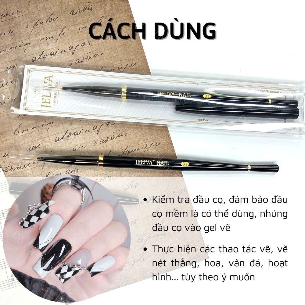 Cọ nét vẽ móng 9mm JELIVA số 01 phụ kiện nail