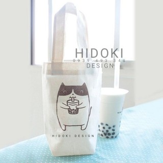 Túi Xách Vải Đựng Ly Giữ Nhiệt In Hình Hello For You Dây Đai Mỏng