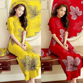 AD1957 Set áo dài truyền thống cách tân cổ trụ tay phòng