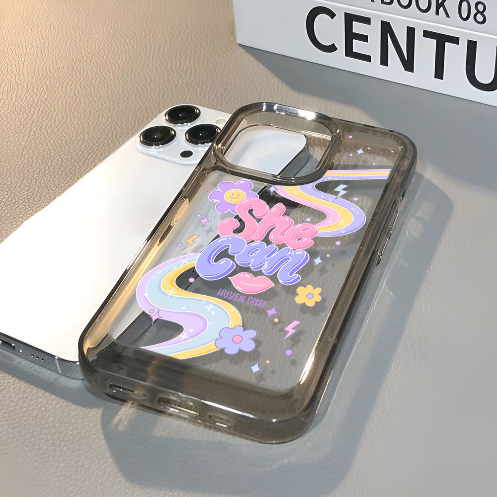Ốp Điện Thoại Trong Suốt In Hình Hoa Và Cầu Vồng Cho iphone 14 Pro Max 13 11 12 7Plus X XR XS Max 8 7