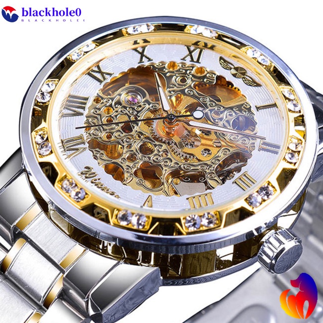 Đồng Hồ Cơ Lộ Máy Chống Thấm Nước Đính Đá Thời Trang Cho Nam Winner