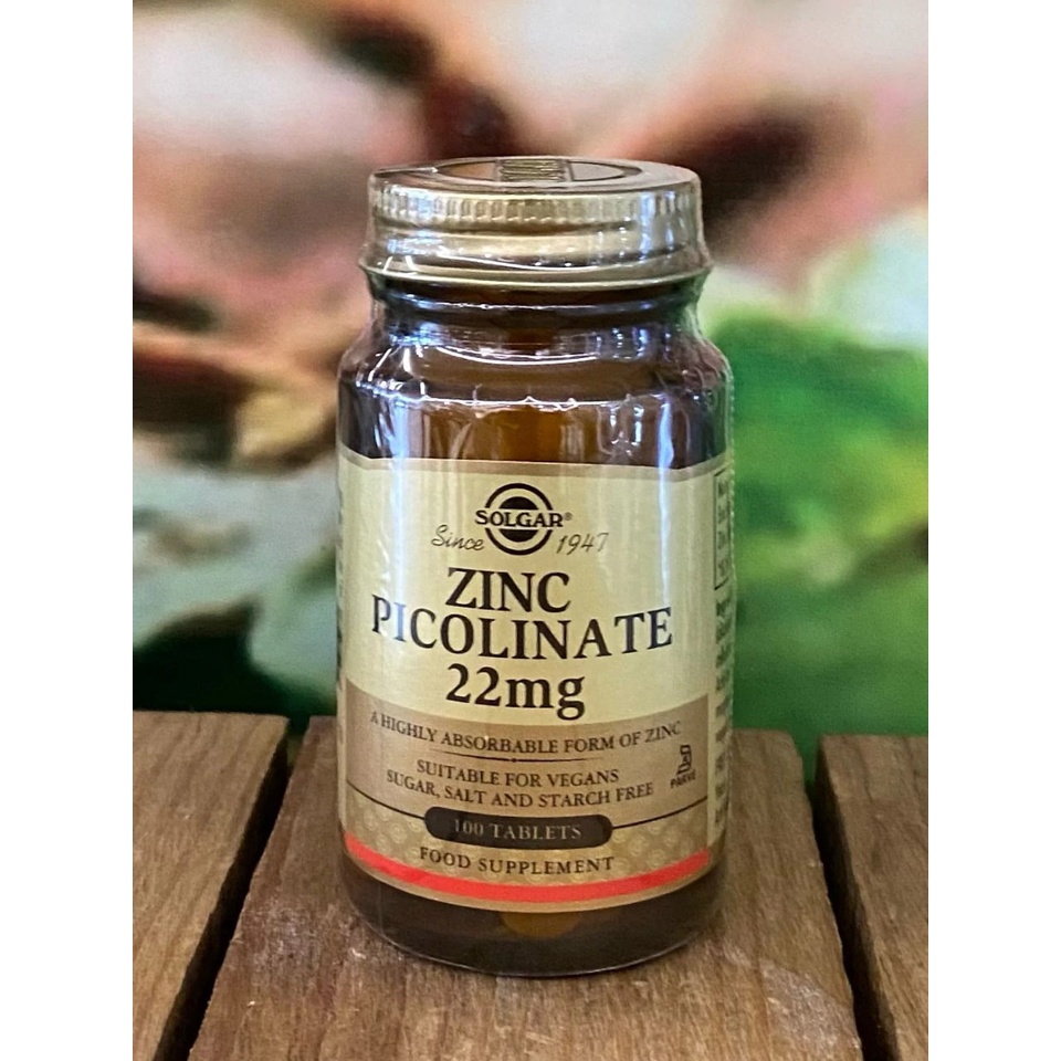 Viên uống kẽm - Zinc - zinc Picolinate Solgar vitamin kẽm khoáng chất cho cơ thể 100v 22MG cải thiện tiêu hoá sinh lý