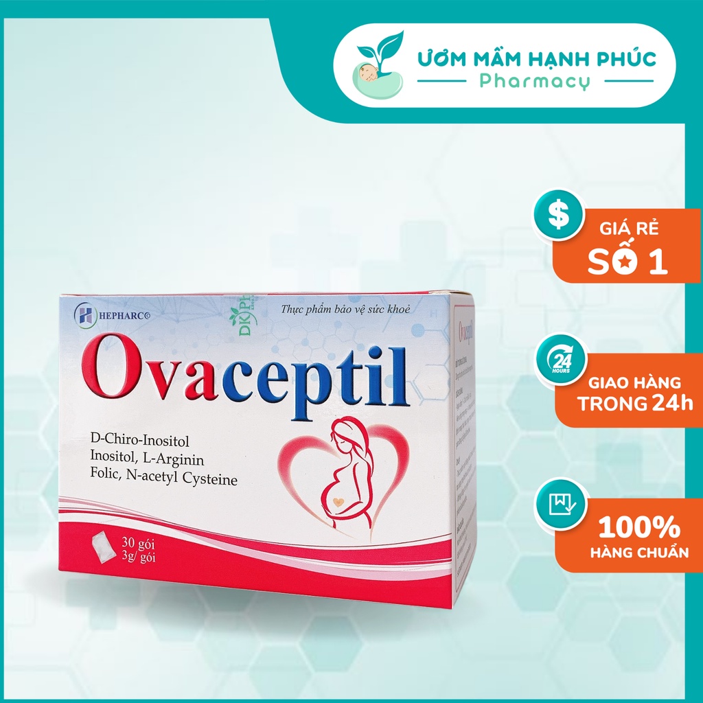 Ovaceptil [TẶNG THỬ THAI] bổ trứng, tăng thụ thai, hỗ trợ điều hòa nội tiết tố, vô sinh hiếm muộn