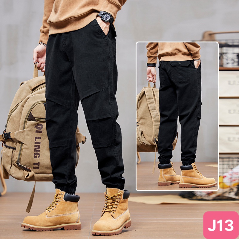 Quần jogger nam túi hộp bo chân màu đen đậm không rách chất kaki cao cấp co dãn 4 chiều baggy thể thao nam havado 8 mới