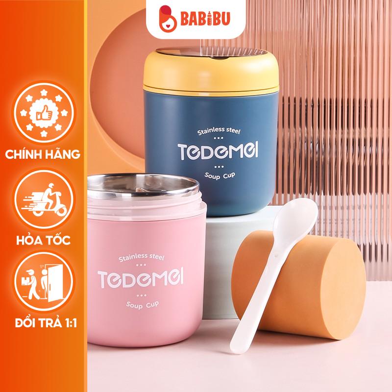 Cốc Đựng Canh 530ML, Bình Ủ Cháo Inox 304 TEDEMEI Giữ Nhiệt Cực Lâu Tặng Kèm Muỗng An Toàn Vệ Sinh Babibu - BUT