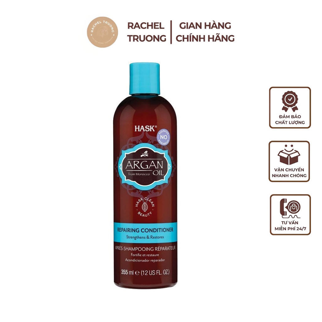 Dầu Gội Xả Hask Argan Oil Phục Hồi Tóc Làm Sạch Phục Hồi Tóc Hư Tổn Và Tóc Gãy Rụng 355ml