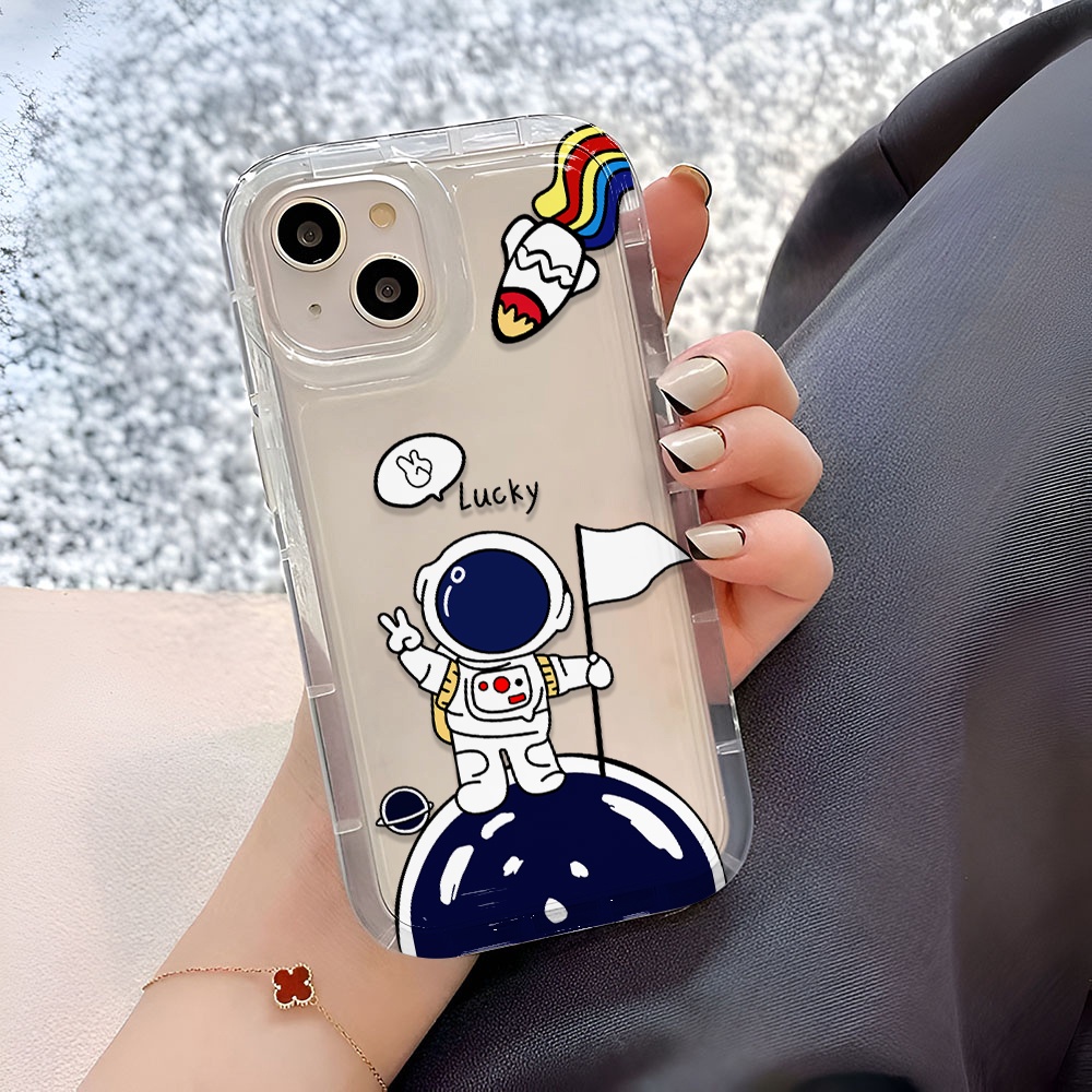 Ốp Điện Thoại Trong Suốt Hình Phi Hành Gia Cho iphone 14promax 11 13 12 7Plus X XS Max