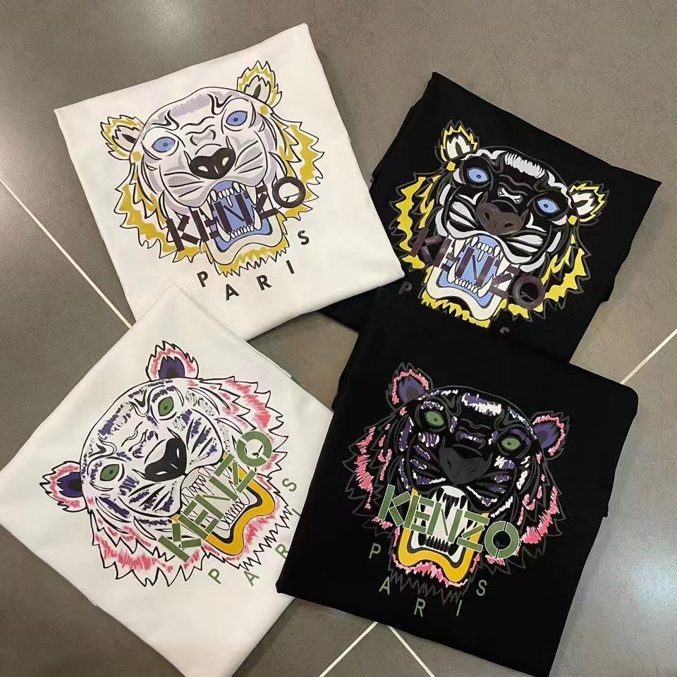 Kenzo Áo Thun cotton Ngắn Tay Dáng Rộng In Hình Đầu Hổ Takata Năm 2022 Thời Trang Cho Nam Và Nữ