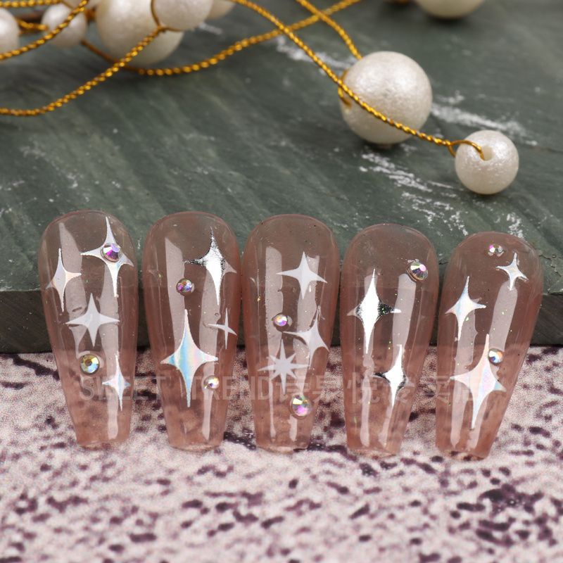 Miếng dán trang trí móng tay STZPRONAIL hình ngôi sao / trái tim / dải ngân hà lấp lánh xinh xắn