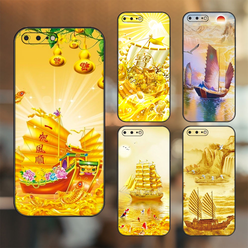 Ốp lưng iPhone 7 Plus, 8 Plus dẻo đen cạnh vuông in hình Phong Thuỷ Tài Lộc Thuận Buồm Xuôi Gió
