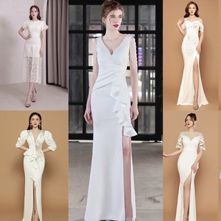 Tổng hợp bộ sưu tập đầm dạ hội trắng kiêu sa P1 (đầm dự tiệc cao cấp) TẶNG KÈM HOA TAI THỜI TRANG