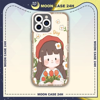 Ốp lưng iphone cạnh vuông Moon Case Cô gái Nice day 7/7plus/8/8plus/x/xs/11/12/13/14pro/max/plus/promax