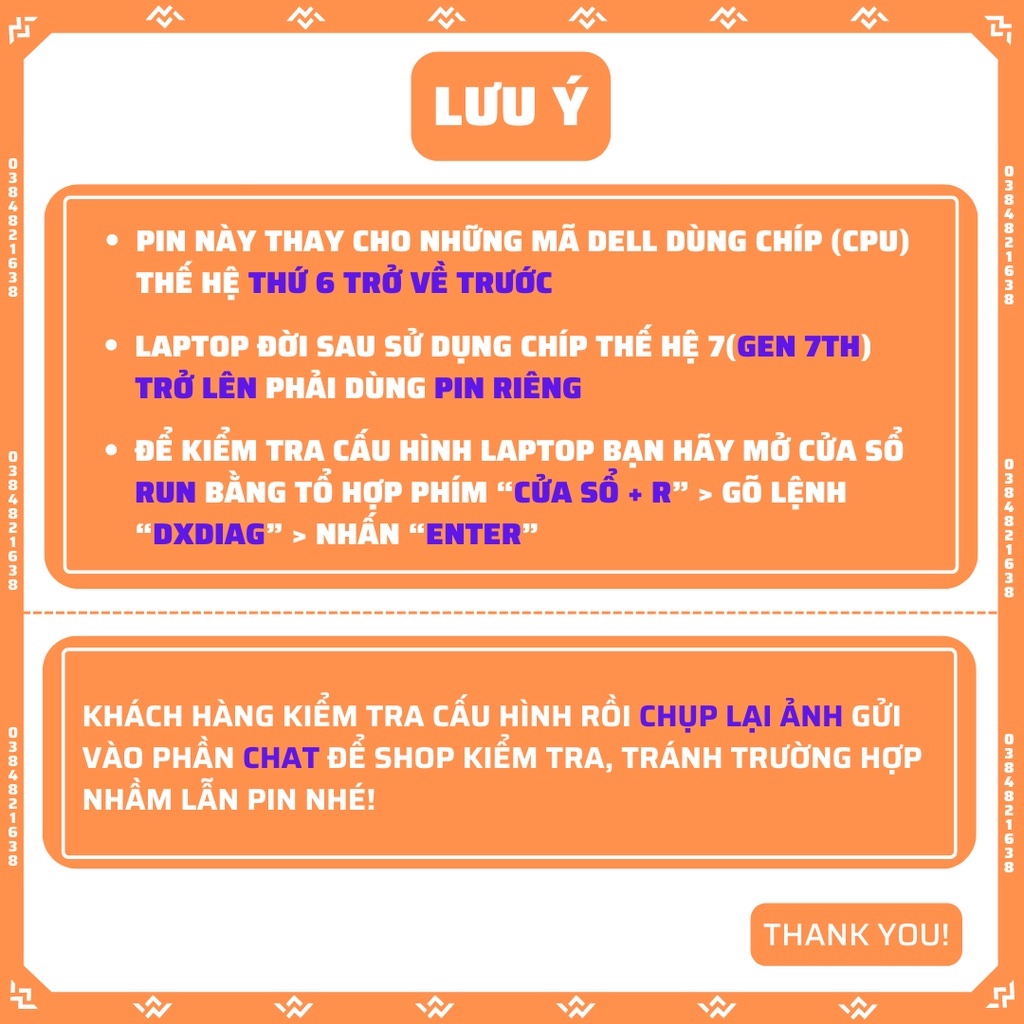 Pin Laptop Dell Inspiron 15 3000 3551 3558 3559 5551 5558 5559 3451 3452 3465 / Vostro 3458 3467 3468 3459 M5Y1K ZIN NEW