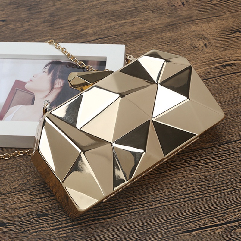 Túi xách IELGY dạng hộp sắt đính kim cương giả phong cách Hàn Quốc độc đáo cho nữ