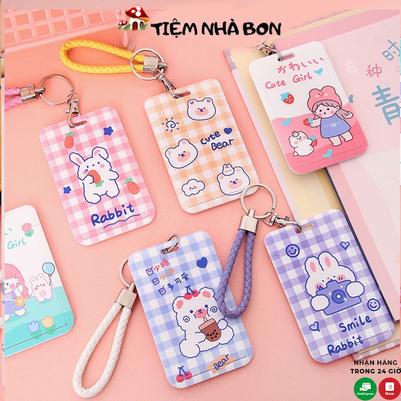 Bao đựng thẻ bọc vé xe, bảng tên học sinh nhân viên đáng yêu, Vỏ card đựng thẻ da Pu chống thấm nước