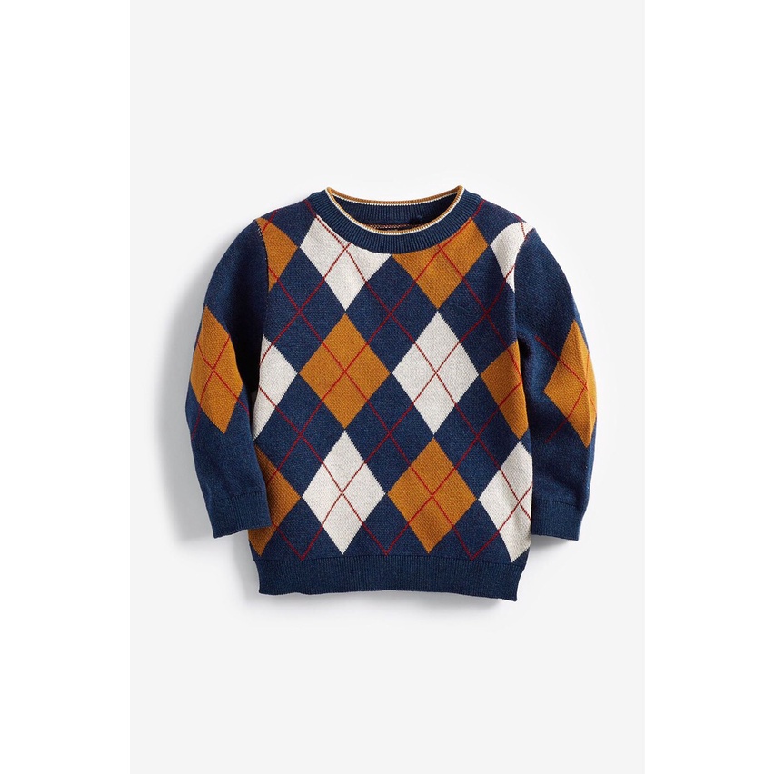 Áo Len Họa Tiết Kẻ Trám Cho Bé Trai