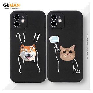 Ốp lưng GUMAN silicon mềm chống bẩn đen viền vuông độc lạ nam nữ mèo chó hoạt hình cặp đôi dễ thương đẹp cho iPhone 16 15 14 13 12 11 Pro Max SE 2020 X XR XS 8 7 ip 6S 6 Plus k